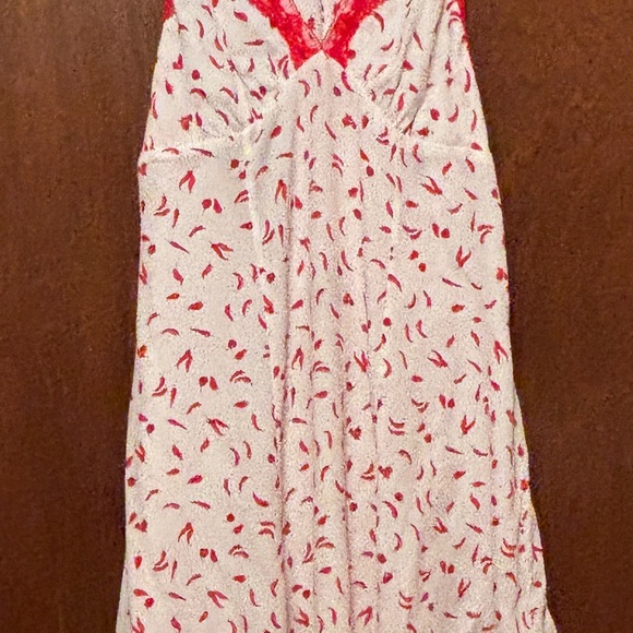 Wild Fable White and Red Halter Dress. With red lace and chili pepper design. - Picture 1 of 9